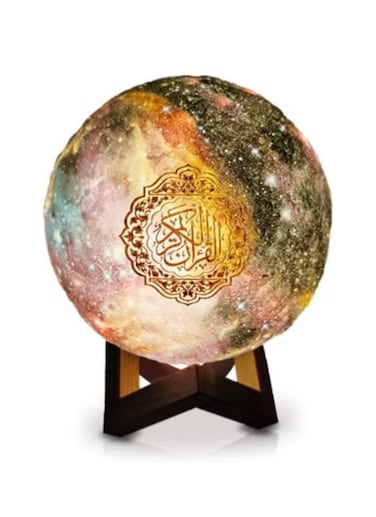 Radiotronics Quran Moon Light 3D Starry Moon Ball LED Night Light, Bluetooth Speaker with Remote Control, Quran Recitation and Song, FM Radio