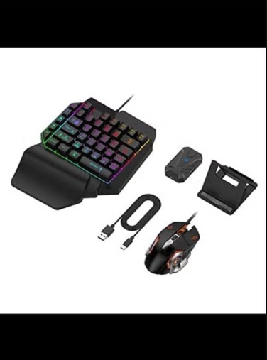 One Hand Non Mechanical Gaming Keyboard and Backlit Mouse Combo,  Gaming Keyboard Set for Laptop PC Game and Work (Combo)