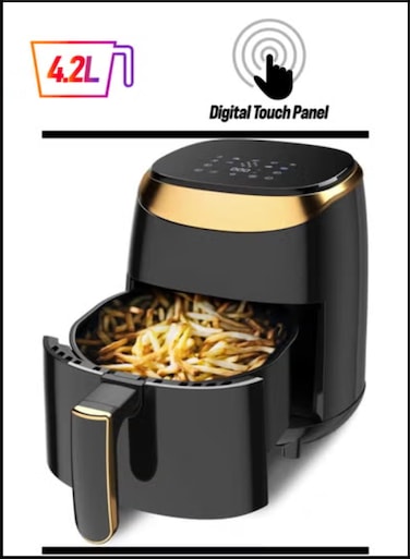 Air Fryer, 4.2 Quart Instant Pot with 9-in-one Cooking Functions, Nonstick Stainless Steel, No-Oil Air Fry, Roast, Bake, Reheat, Fit for 1-4 People (Black)