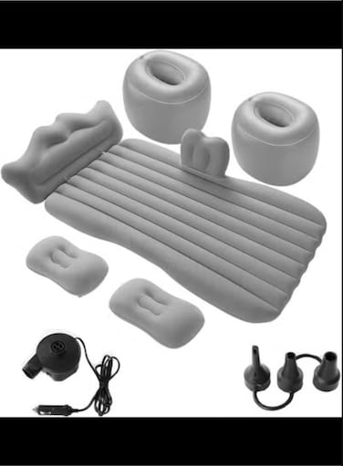 Inflatable Air Mattress Car Bed- Back Seat Sleeping Pad with Backrest- Portable Travel Camping Mattress - Grey