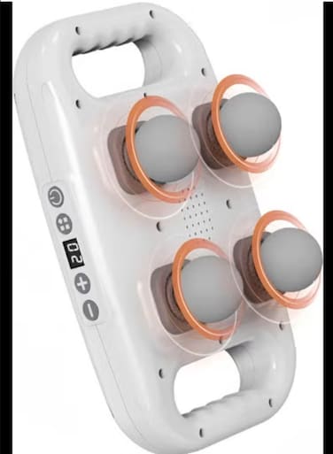 4-Head Massage Gun Deep Tissue Pro - Percussion Massager Gun 20 &amp; 6 Massage Modes, Timing Full Body Massager for Pain Relief, Back, Legs, Neck (White)