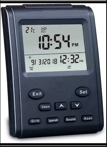 Azan Clock LCD Prayer Cloc/HIJRI Clock/HIJRI/Wall Clock/Home/Office/Mosque Azan Clock/Bedside Clock (Black) HA-3011