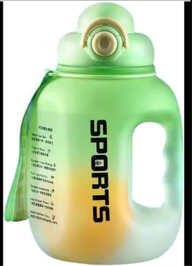 Radiotronics 1600ml/1.6L Large Capacity Water Cup For Students, Fitness And Sports Water Bottle, Ton Bucket, Portable Large Belly Plastic Double Drinking Cup-green