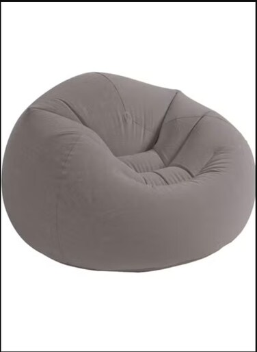 Beanless Bag Chair Inflating Furniture - Bean Bag - 1.14 m x 1.14 m x 71 cm, Grey