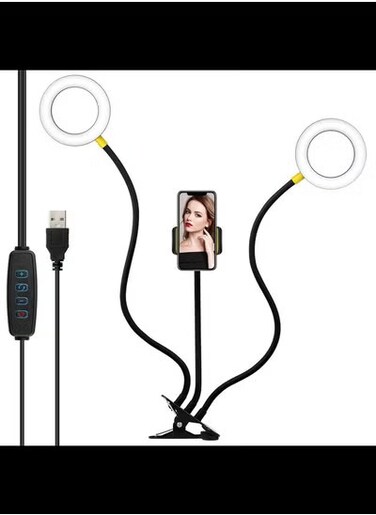 5" Dual Selfie Ring Light with Cell Phone Holder, Oldshark Clip-On LED Ring Light, 360 Degrees Flexible Arms, 3-Light Modes, 10 Brightness Levels