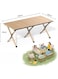 Folding Picnic Table, Roll-Up Aluminum Camping Table with Wood Grain, Portable Low Height Beach Table with Carry Bag for Camping, Picnic, BBQ &amp; Hiking, Easy Assembly