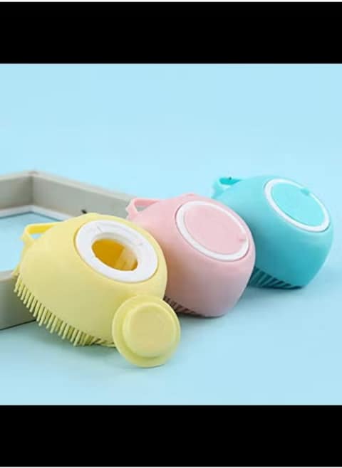 Pet Bath Comb Brush,Hovico 2 in 1 Pet Brush Bath Massage Brush,Soap and Shampoo Dispenser for Daily Grooming, Dog Washing Brush for Long Short Haired Dogs and Cats(3Pcs)