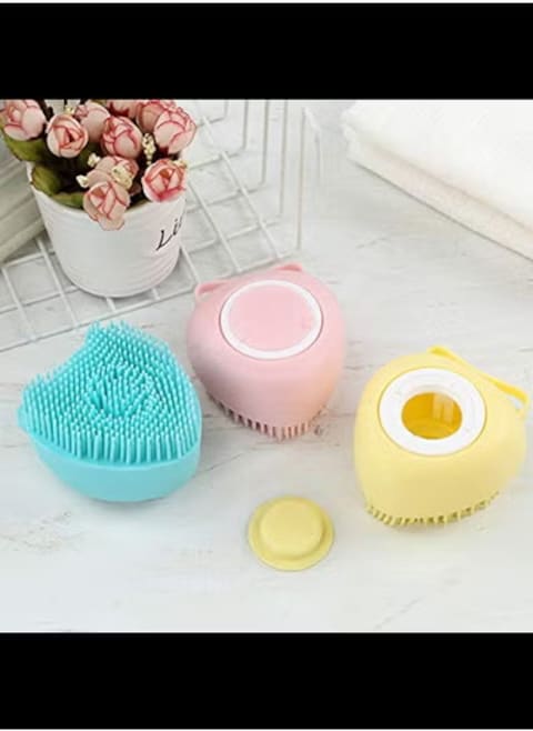 Pet Bath Comb Brush,Hovico 2 in 1 Pet Brush Bath Massage Brush,Soap and Shampoo Dispenser for Daily Grooming, Dog Washing Brush for Long Short Haired Dogs and Cats(3Pcs)