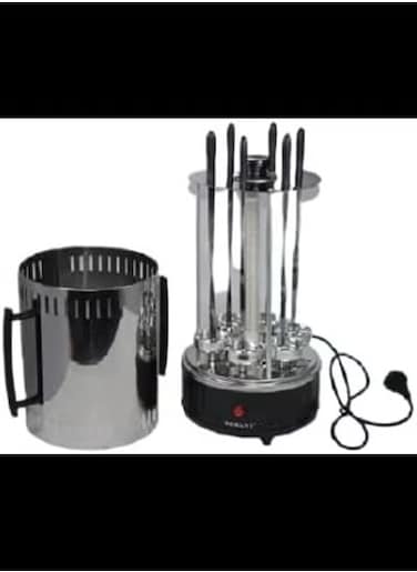 Electric Grill Indoor Barbecue 360 degree BBQ Grill Machine Automatic Timing Rotating Grill Spiral for Household Party 9 Long Skewers Grill Fork