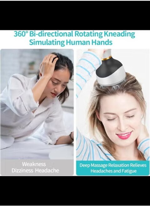 Radiotronics Portable Head Massager Scalp Stress Relax with 3 Speed Modes & 8 Massage Claws - Waterproof Handheld Cat Massager Head Scratcher