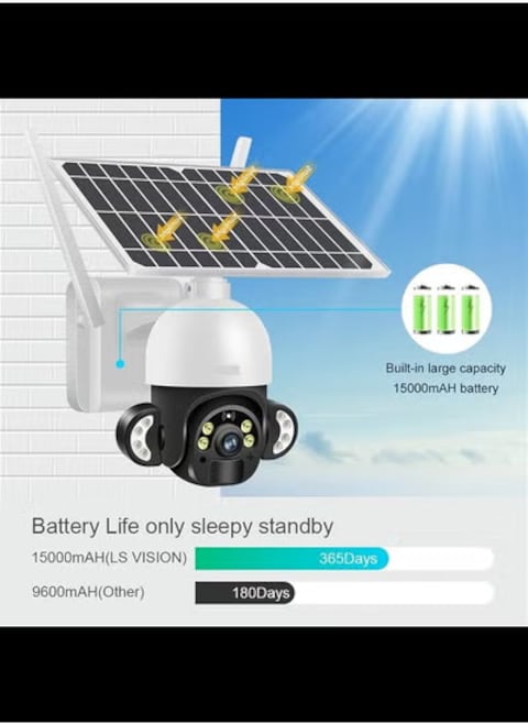 Radiotronics Security Surveillance Monitor 4MP 4G Solar Security Camera 2K Wireless Human Detection CCTV Video Surveillance Cam Outdoor (Color : 4MP WiFi No Card)
