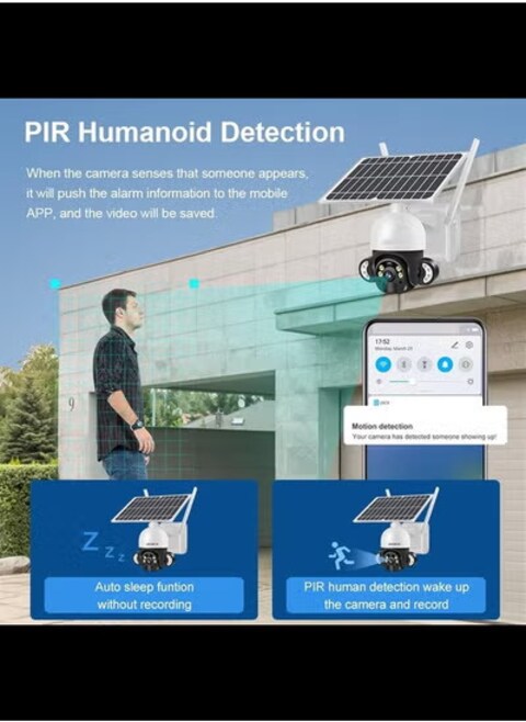 Radiotronics Security Surveillance Monitor 4MP 4G Solar Security Camera 2K Wireless Human Detection CCTV Video Surveillance Cam Outdoor (Color : 4MP WiFi No Card)