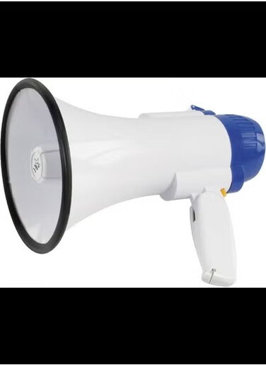 Megaphone Speaker 50W Power Portable Bullhorn Megaphone Voice and Siren/Alarm Modes Volume Control USB Flash Drive TF Card BT Alarm Megaphone Amplifier