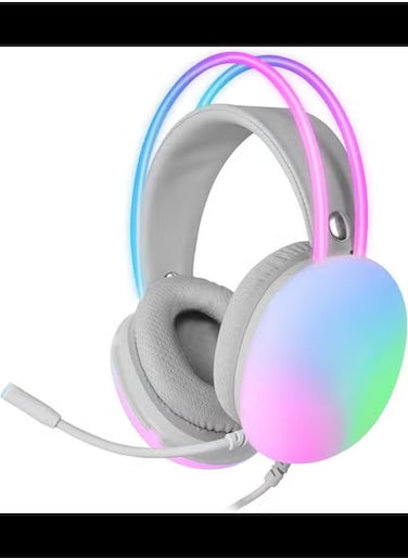 GLOW Pink, 360&deg; Full Chroma RGB Flow Headset, Noise Cancelling Microphone, Ultra-Lightweight Design, Mempory-Foam Earpads, Universal Compatibility