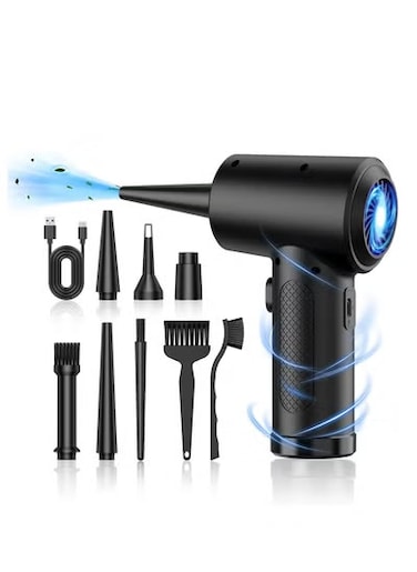 Electric Air Duster Compressed Air for PC - Rechargeable 6000mAH Air Blower with Brush for Computer Keyboard Cleaning, Compressed Air Cleaner for PC Electronics