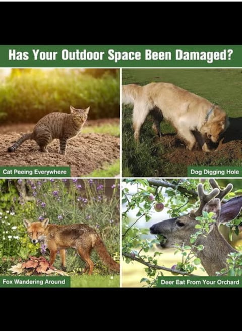 Radiotronics  Solar Cat Repellent, [2024] 360° Ultrasonic Animal Repeller Outdoor IP55 Waterproof 4 Modes Adjustable Fox Deterrent with 3-Side Motion Flashing Lights