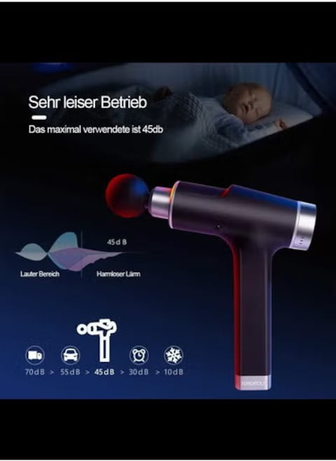 Radiotronics Massage Gun Deep Tissue Massager Gun Percussion Muscle Massager Handheld Electric Back Massager Fascia Gun for Athletes Pain Relief