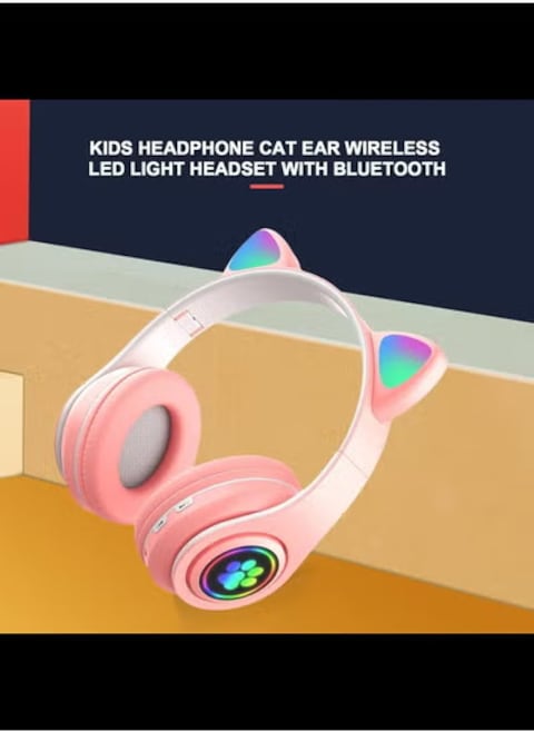 Cat Ear Headset, Headphone 3D Surround Sound Wireless LED Light Headset With Bluetooths, Cat Ears Headphones For Boys Girls Cosplay