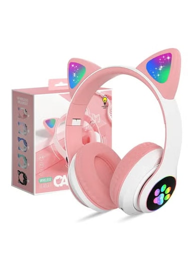 Cat Ear Headset, Headphone 3D Surround Sound Wireless LED Light Headset With Bluetooths, Cat Ears Headphones For Boys Girls Cosplay