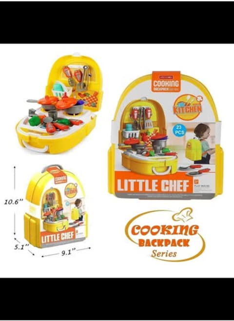 Kitchen Set Pretend Play Toys for Girls with Suitcase Carry Case Little Chef Backpack Series Cooking Toy Accessories (Multicolor)