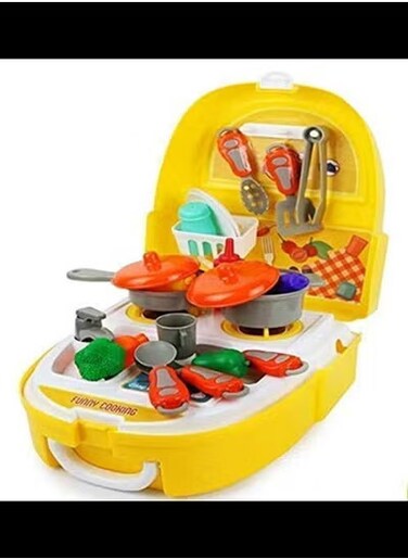 Kitchen Set Pretend Play Toys for Girls with Suitcase Carry Case Little Chef Backpack Series Cooking Toy Accessories (Multicolor)