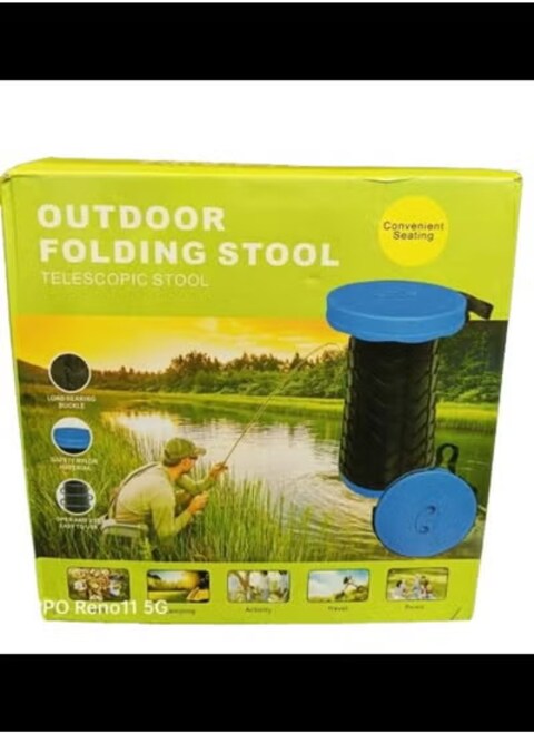 Radiotronics Folding Portable Retractable Stool   Foldable Collapsible Telescopic Seat with 10X10 Cushion   Small and Lightweight Expandable Stool for Fishing Camping Outdoor Travel Garden