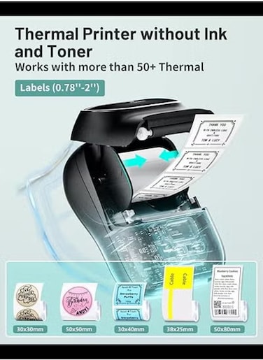 Label Maker- Mini Portable Bluetooth Thermal Label Printer for Clear Label