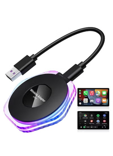 Wireless Carplay Adapter UK, 2024 Newly Upgraded Carplay Wireless Adapter Plug and Play for iPhone, 5.8Ghz No Latency Android Auto Wireless Adapter UK Compatible