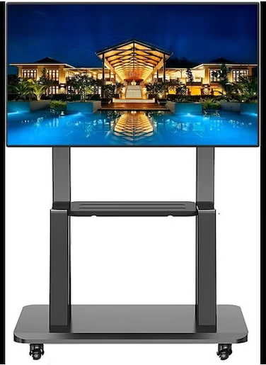 Universal Mobile TV Floor Stand/Cart, TVs 32-75inch LCD LED OLED Plasma Flat Panel or Curved Screen, TV Display Stand Trolley on Wheels, Load 120kg