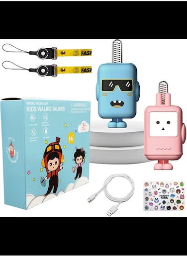 Radiotronics Kids Walkie Talkie USB Charging With Flashlight Wearable Lanyard for Boys And Girls Aged 3-12 Years Old Suitable Hiking Picnics Shopping Camping Two Packs