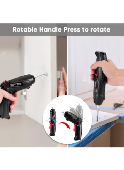 Electric Screwdriver, ss shovan 47 in 1 Rechargeable and Rotatable 3.5N&bull;m Max Torque Cordless Electric Screwdriver Set with Built-in LED, 3.6V, 1300mAh (Black)
