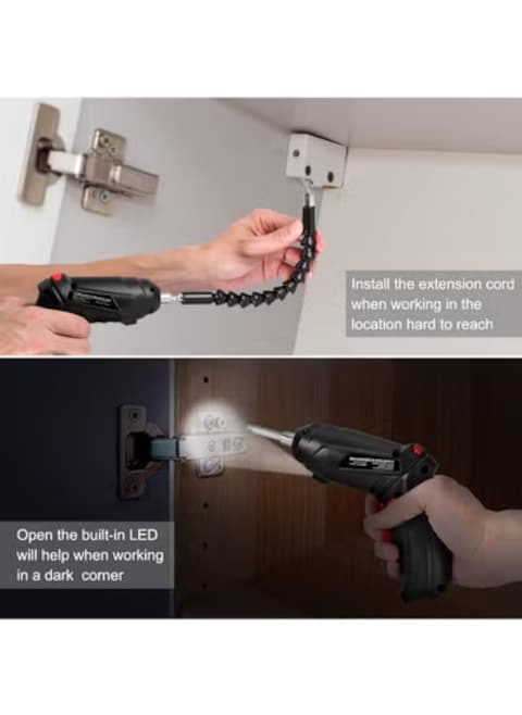 Electric Screwdriver, ss shovan 47 in 1 Rechargeable and Rotatable 3.5N&bull;m Max Torque Cordless Electric Screwdriver Set with Built-in LED, 3.6V, 1300mAh (Black)