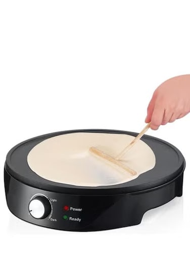 Electric Non-Stick Dosa Maker, Omelette, Fiesta Crepe, Pancake, Rigag And Anjero Makers, Variable Temperatures And Utensils Included 1000 W 20920 Black