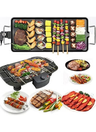 Electric Grill, 1500W Teppanyaki Grill Pan , Non-Stick Hot Plate, 5 Gear Temperature, Easy Clean BBQ Barbecue Grill for Party Camping Festival Cooking XL 67x29.5x8.5cm