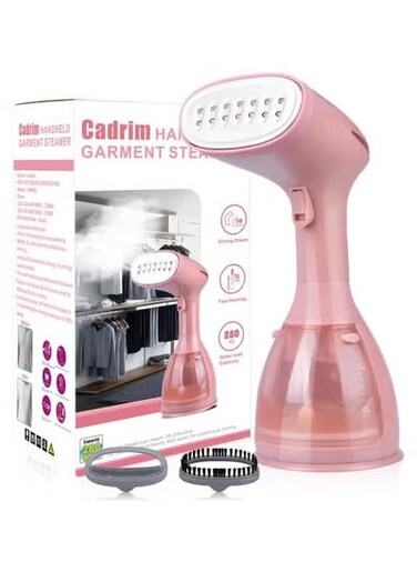 Clothes Steamer, Handheld Garment Steamer 1500W 280ml Travel Steam Vertical Strong Steam Iron Auto Cut-Off Powerful For Home, Office &amp; Travel (Pink)