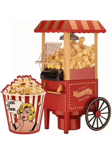 Popcorn Machine 1200 W Fat Free Oil-Free Healthy Snack Popcorn Machine DIY Various Flavours for Film Nights and Party