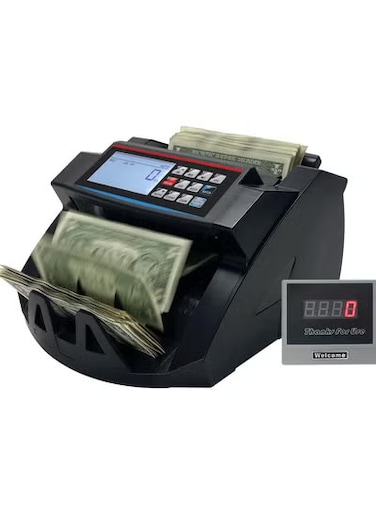 Cash Counting Machine with Calculator and Detector - Ideal for Euro, US Dollar, Banks and Stores