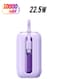 10000mAh Mini Power Bank with Built-in Cables, 22.5W Fast Charging Portable Charger USB-C Battery Pack for iPhone, Samsung, All Phones, Purple