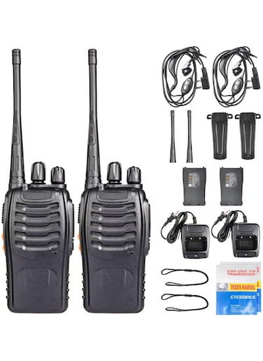 Walkie Talkies Long Range for Adults with Earpieces,16 Channel Walky Talky Rechargeable Handheld Two Way Radios (2 Pack)