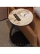 16'' W Stone Round Side Table C Shaped Modern End Table Snack Table Slide Under Small Space Sofa Coffee Table for Couch Living Room