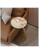 16'' W Stone Round Side Table C Shaped Modern End Table Snack Table Slide Under Small Space Sofa Coffee Table for Couch Living Room