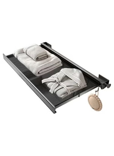 Radiotronics Wall Mounted Drying Rack - Folding Drying Rack with Hooks   Telescopic Drying Laundry Rack Space-Saving Clothes Drying Net