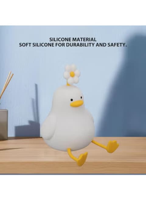 Radiotronics Focket Duck Night Light, Silicone Dimmable Duck Lamp with Touch Control, Rechargeable LED Bedside Lamp Nursery Nightlight for Kids Bedroom