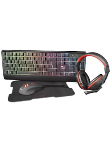 4in1 Colorful Backlit English/Arabic Wired Keyboard, Mouse, Headphone &amp; Mouse Pad PC Gaming Kit, 4 Bundle Set