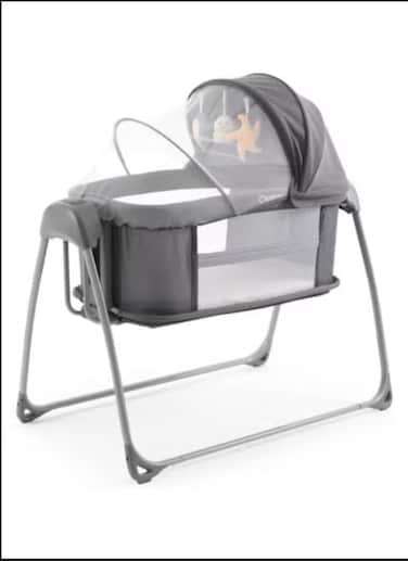 Elegant Oyster Swinging Crib with Gentle Rocking Motion, Sturdy Wooden Design, Easy-to-Assemble Cradle with Breathable Mattress Support