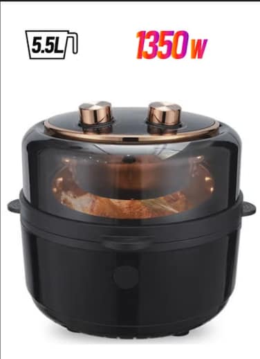 5.5L Air Fryers, 1350W Compact Air Fryers with 30-Minute Timer, Max 200℃ Setting Digital, Air Fryer Oven with Rapid Air Circulation, Auto Shutdown Timer