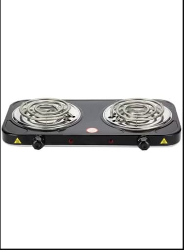 2000W Double Hot Plate Table Top Cooking Compact Portable Electric Hob Coil Burner Home Kitchen Camping Cooking Boiling Fryer Black