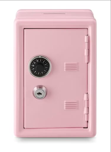 Money Safe and Cash Lock Box, Mini Size Security Safe Box for Money Jewelry and valuables, 4.6"x 4.2"x 6.9" Pink