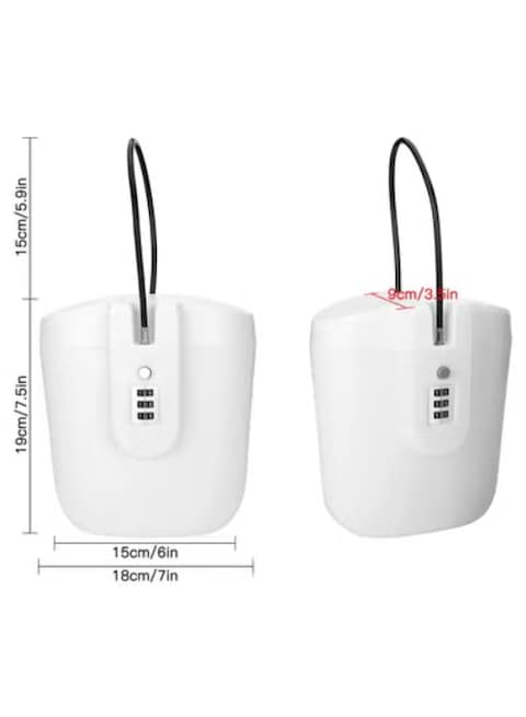 Radiotronics Portable Anti-Theft Lock Box, Portable Security Lock Bag, Mobile Travel Safe & Beach Safe with Numbers Lock for Beach, Camping, Travel, Sports, Shopping (White)