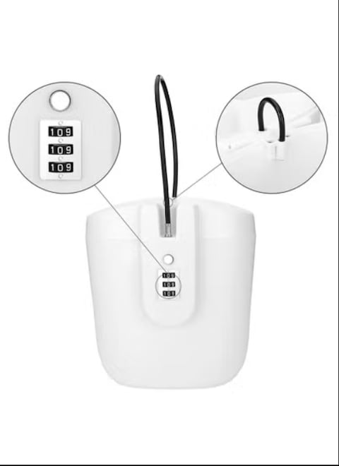 Radiotronics Portable Anti-Theft Lock Box, Portable Security Lock Bag, Mobile Travel Safe & Beach Safe with Numbers Lock for Beach, Camping, Travel, Sports, Shopping (White)